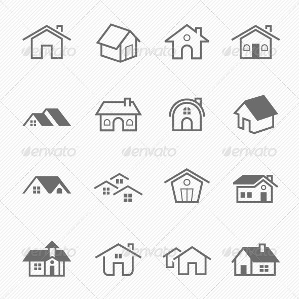 Home Outline Stroke Symbol Vector Icons - Buildings Objects