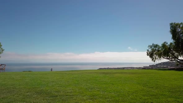 Drone flies forward revealing vivid landscape in rancho palos verdes, California. alt