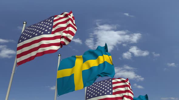 Many Flags Of Sweden And The Usa Motion Graphics Videohive 9536