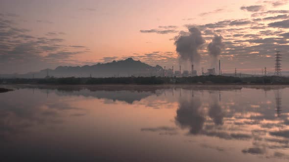 Morning time with fog and background Mae moh coal power plant.