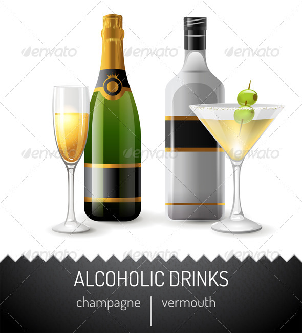 Alcoholic Drinks - Objects Vectors