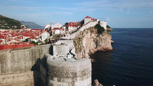 Aerial View of Dubrovnik City Walls from The Fort Bokar Side