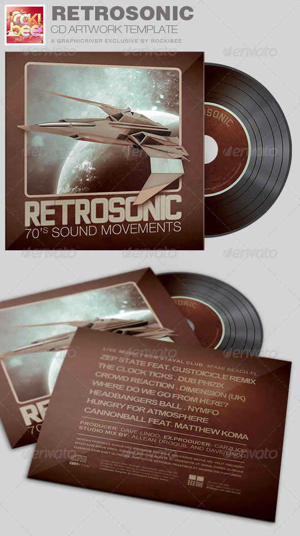 RetroSonic CD Artwork Template - CD & DVD Artwork Print Templates