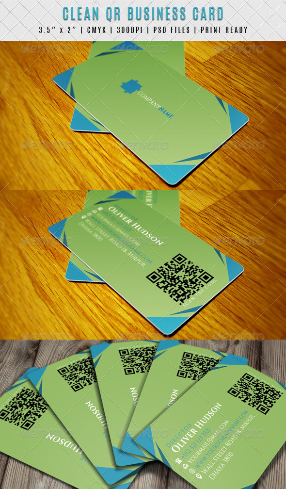 Clean QR Code Business Card - Corporate Business Cards