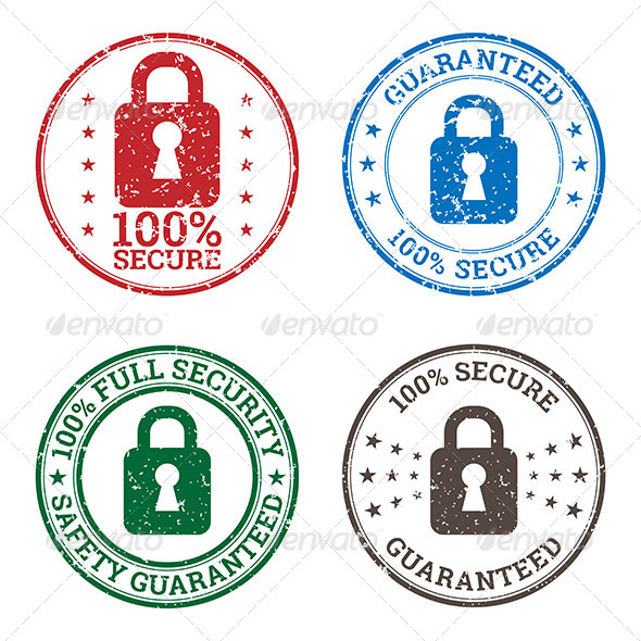 Security Guarantee Stamp Icons - Decorative Symbols Decorative