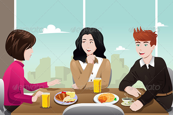 Business People Eating Together - Business Conceptual