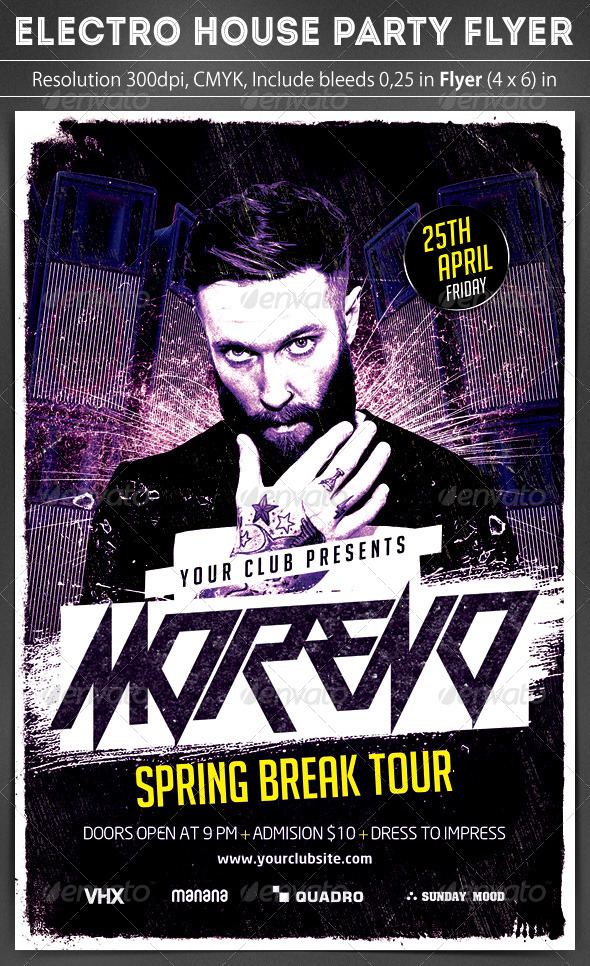 Electro House Party Flyer - Clubs & Parties Events