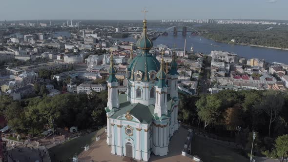 Aerial View of Kyiv St. Andrew's Church. Ukraine alt