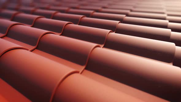 Endless animation of the red ceramic roof tiles. Exterior. Closeup. Loopable. HD alt