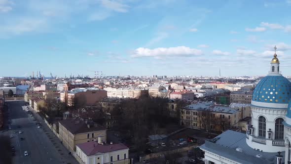 Aerial View of Trinity Cathedral Orthodox Church, St. Petersburg, Russia