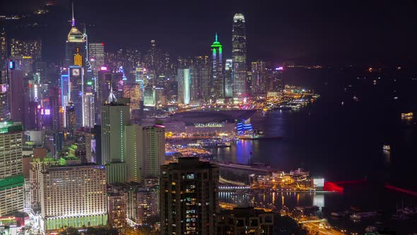 Cityscape Pictorial Wan Chai District in Hong Kong at Night alt