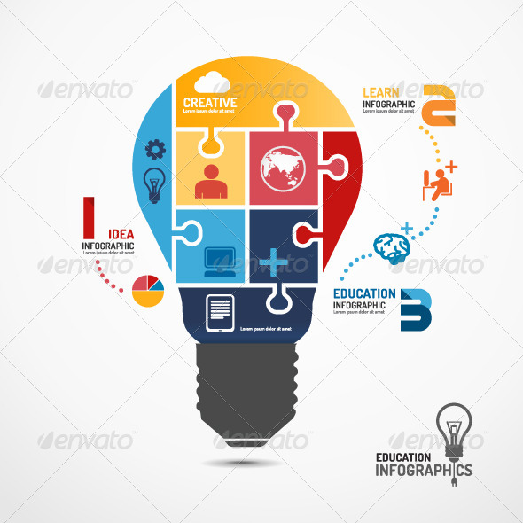 Infographic Template Light Bulb Jigsaw Banner