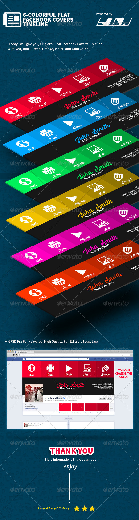 6-Colorful Flat Facebook Timeline Covers - Facebook Timeline Covers Social Media
