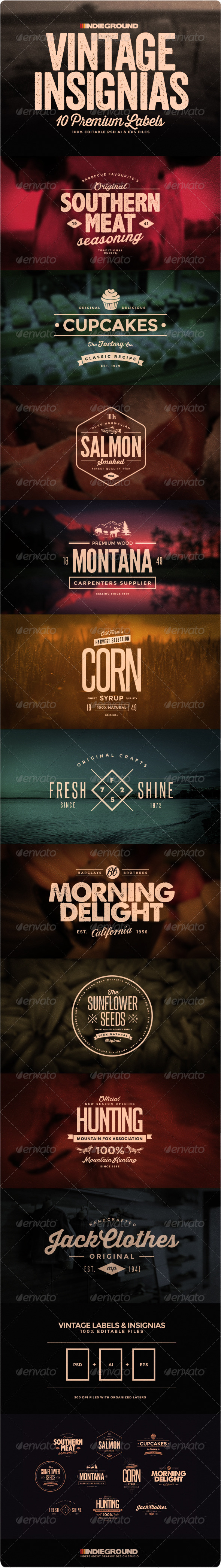 Vintage Insignias & Labels - Badges & Stickers Web Elements