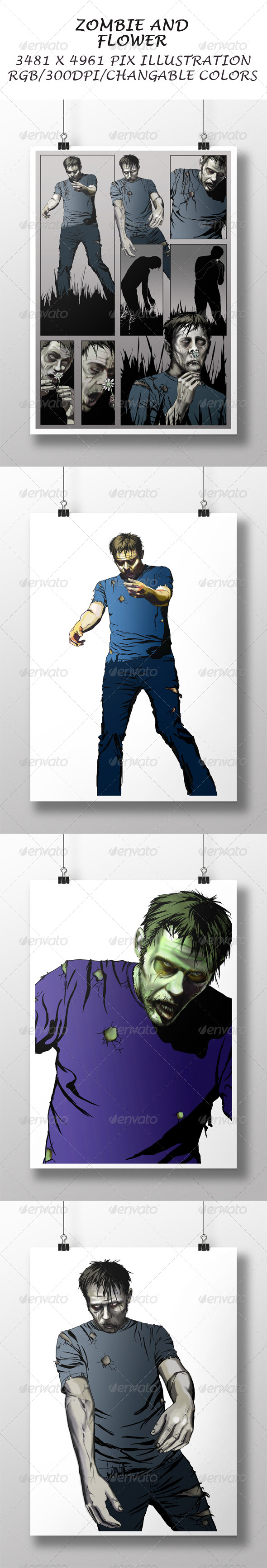 Zombie and Flower - Characters Illustrations