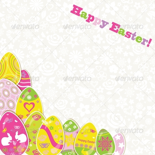 Easter Background with Paper Eggs - Miscellaneous Seasons/Holidays