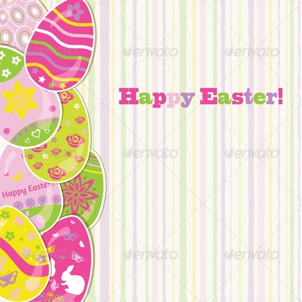 Easter Background with Paper Eggs - Miscellaneous Seasons/Holidays