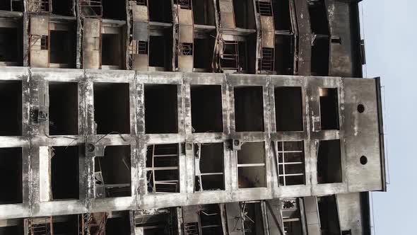 Vertical Video of a Burnt and Destroyed House in Kyiv Ukraine alt