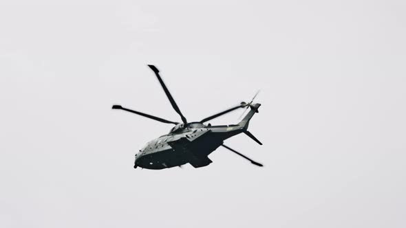Agustawestland Aw101 Helicopter Flying In Grey Sky alt