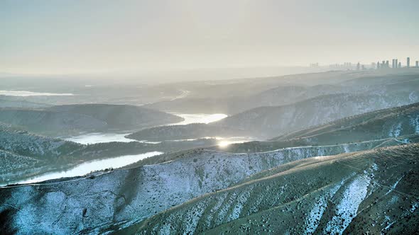 8K Sunset On The Lake And River At The Edge Of The City alt