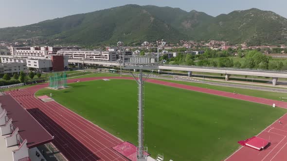 Drone footage of athletic track