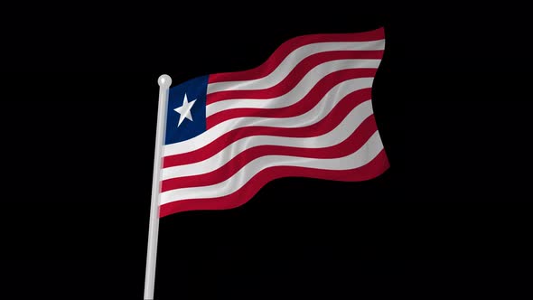 Liberia Flag Flying Animated Black Background alt