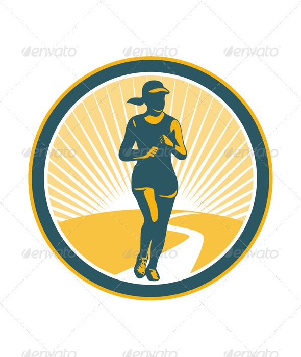 Female Marathon Runner Circle - Sports/Activity Conceptual