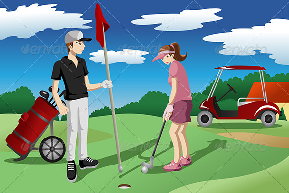 Young People Playing Golf - Sports/Activity Conceptual