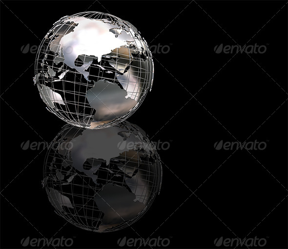 Wiireframe metallic globe