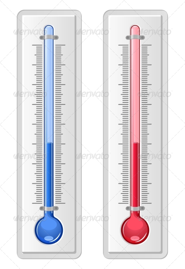 Two Thermometers in Gloss Style - Man-made Objects Objects