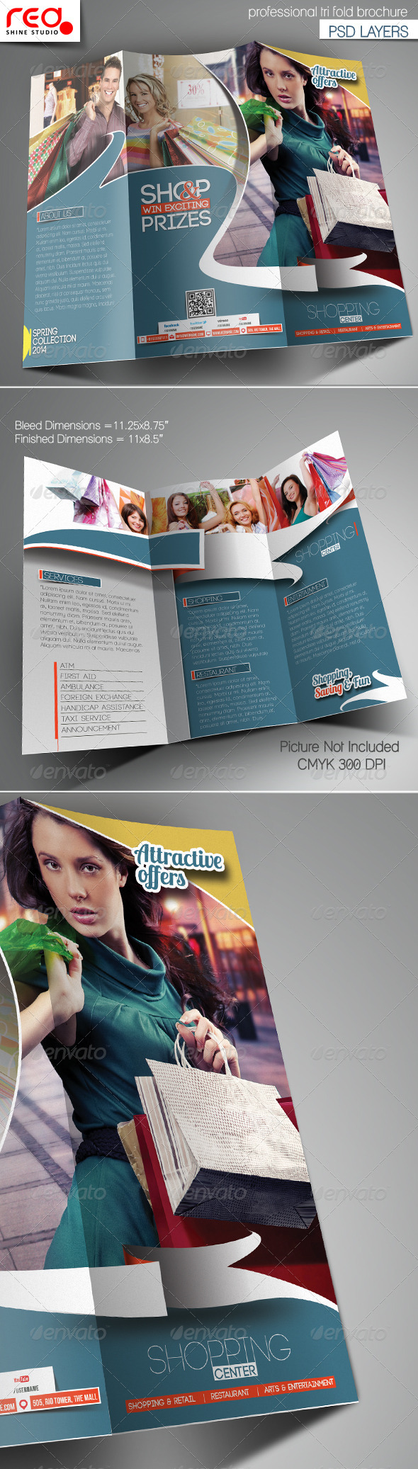 Shopping Center Trifold Brochure Template - Corporate Brochures