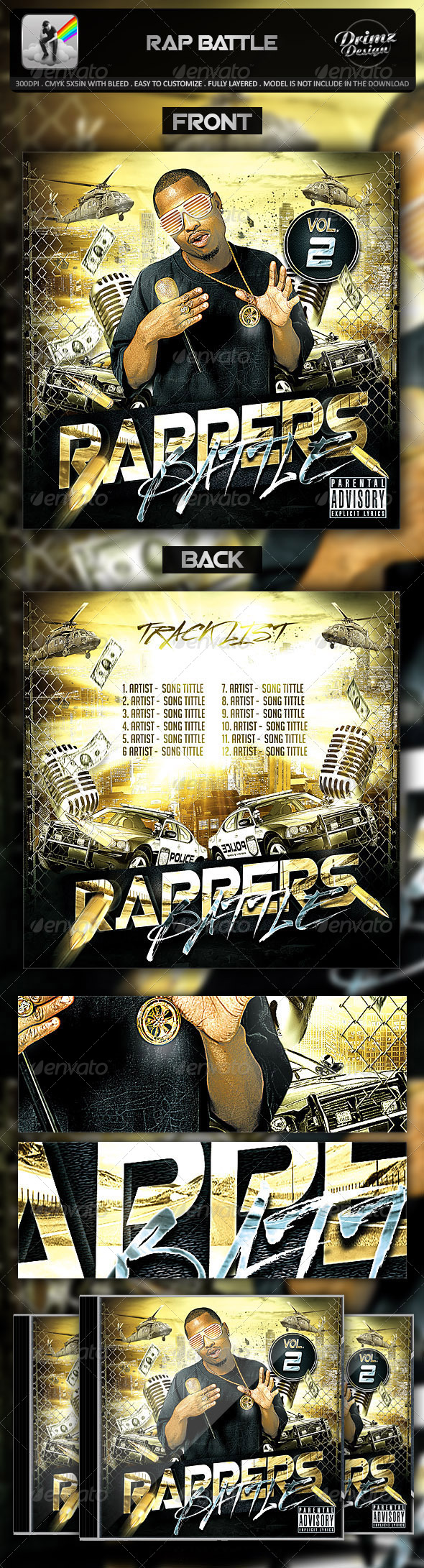 Rap Battle Mixtape Template - CD & DVD Artwork Print Templates