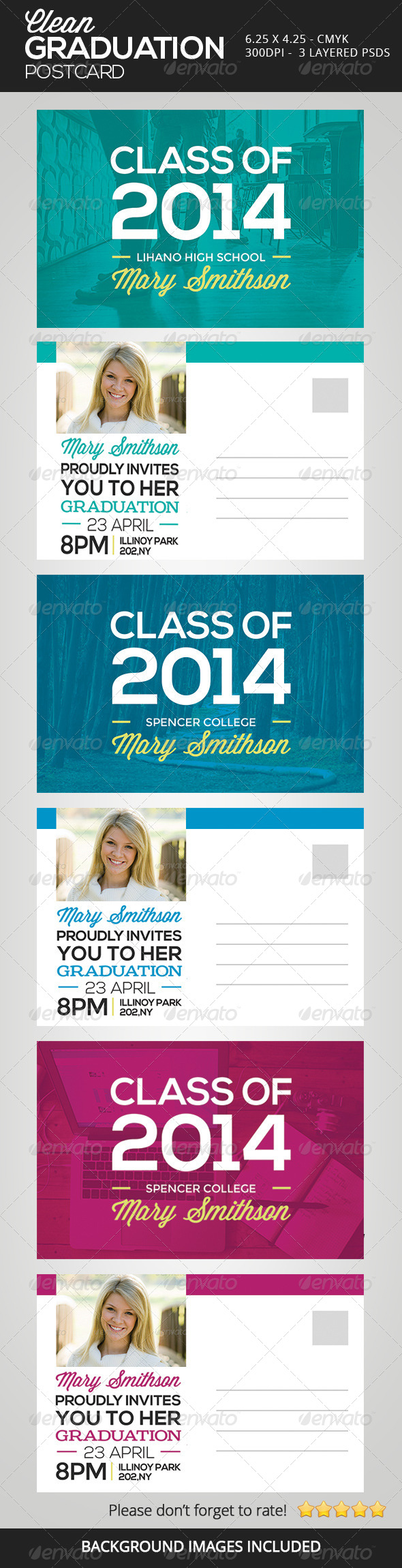 Clean Graduation Postcards - Invitations Cards & Invites