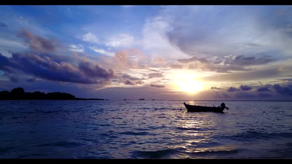 Aerial top view abstract of marine island beach break by transparent sea with white sandy background alt