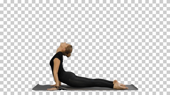 Woman doing Upward Dog Yoga Position, Alpha Channel