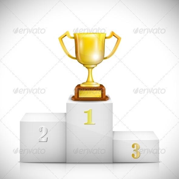 Winner Pedestal with Gold Trophy Cup - Concepts Business