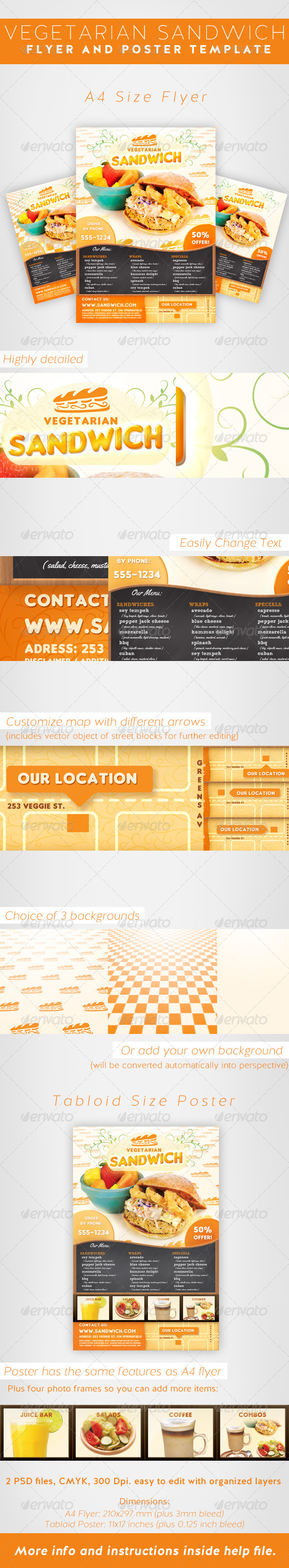 Vegetarian Sandwich Flyer Template - Restaurant Flyers