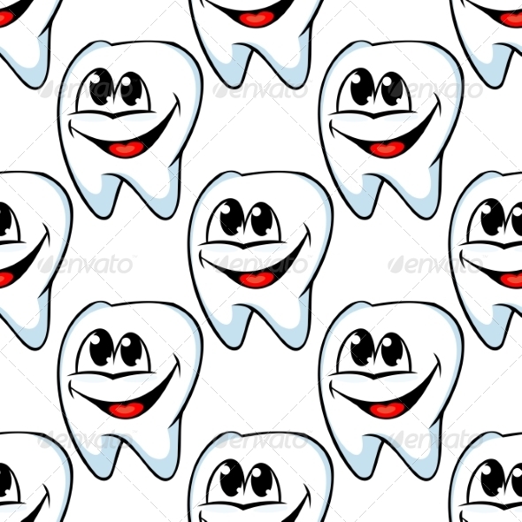 Repeat Pattern of Happy Healthy Teeth - Health/Medicine Conceptual