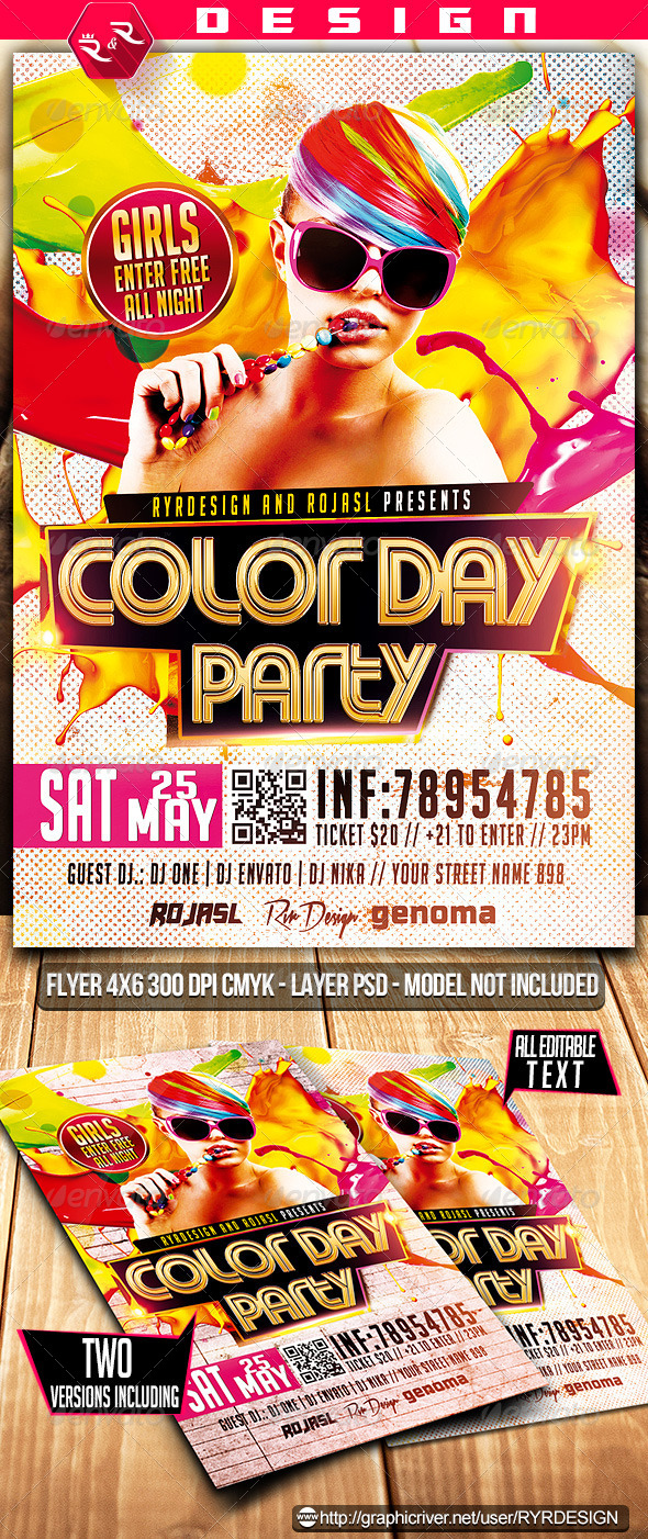 Color Day Party Flyer - Events Flyers