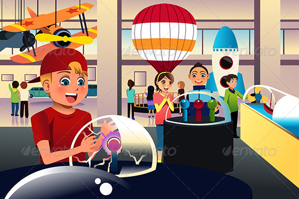 Kids on a Trip to a Science Center - People Characters