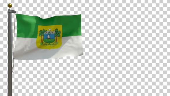 Rio Grande do Norte Flag (Brazil) on Flagpole with Alpha Channel - 4K alt
