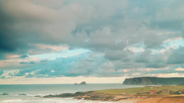 Asturias Coast and Cape Penas, Spain. Timelapse alt
