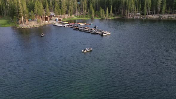 Sailing At Lake Tahoe With Boat Charters In Marina At California, USA. Aerial Shot alt