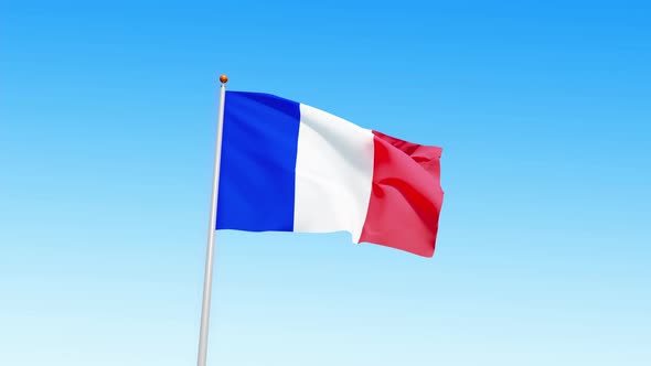 French flag on sky and on green screen isolated alt