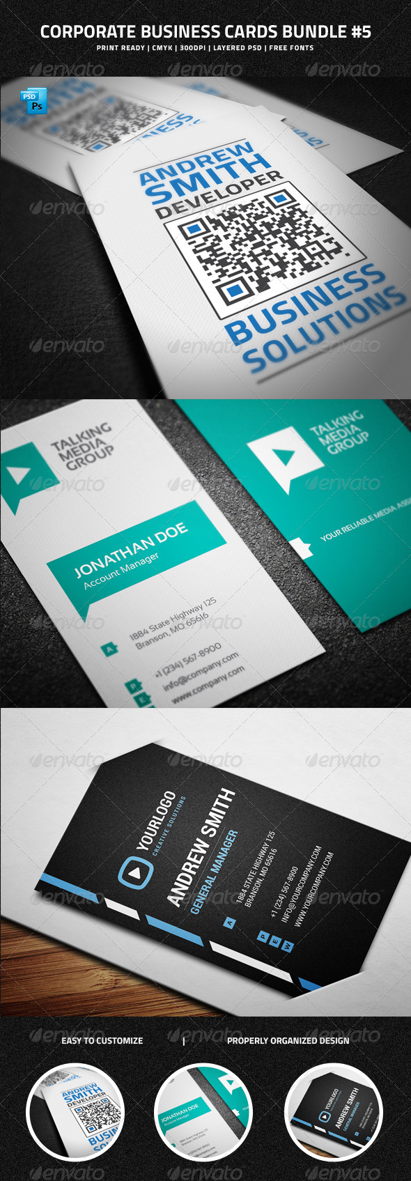 Corporate Business Cards Bundle #5 - Corporate Business Cards