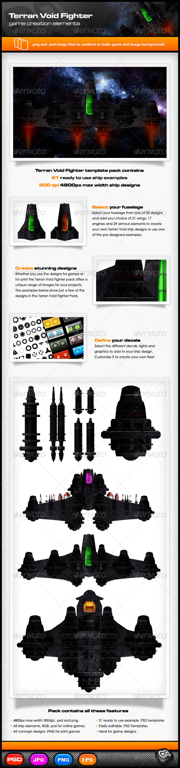 Terran Void Fighter Template Pack - Objects Illustrations