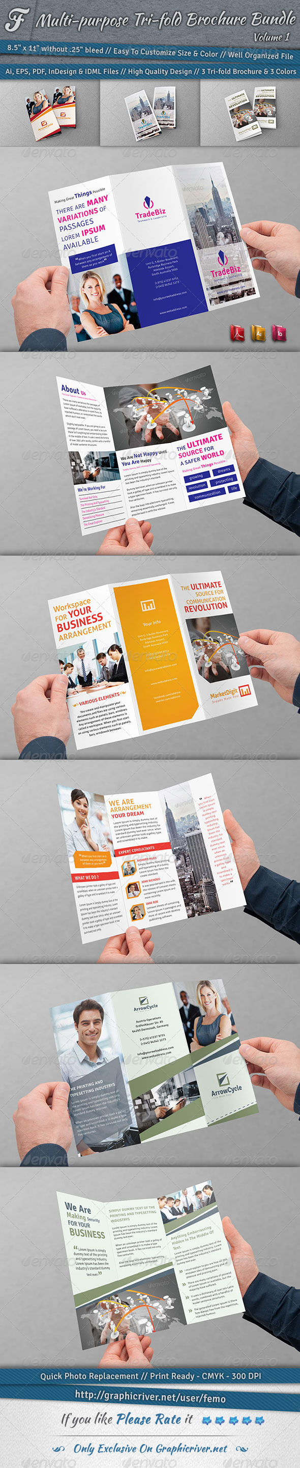 Multi-purpose Tri-fold Brochure Bundle | Volume 1 - Corporate Brochures