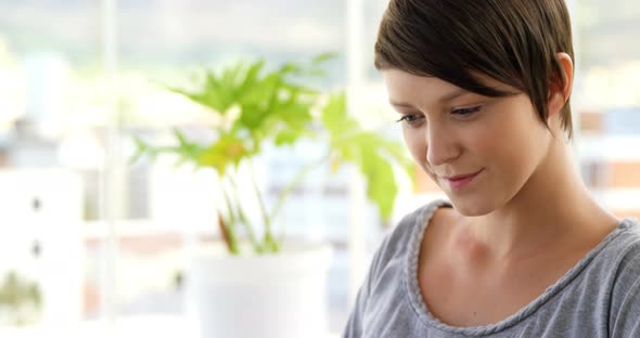 Patient using her laptop alt