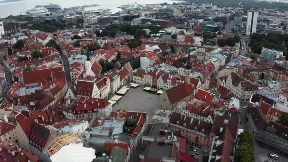 Aerial View of Medieval Tallinn City in Estonia Baltics alt