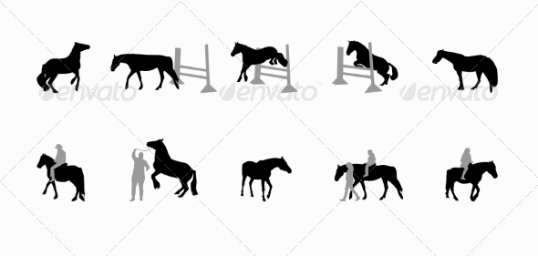Horse with a Rider Runs, Hops and Gallops - Backgrounds Decorative